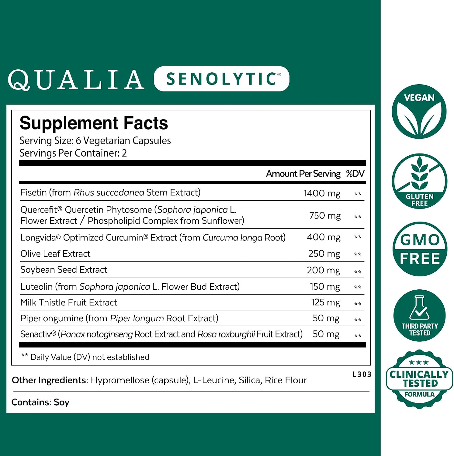 Qualia Senolytic Supplement, Fisetin, Quercetin, Piperlongumine & More, Aging Supplement That Supports Optimal Cell Repair & Rejuvenation, Naturally Eliminate Zombie Cells, Capsules, 2 Box