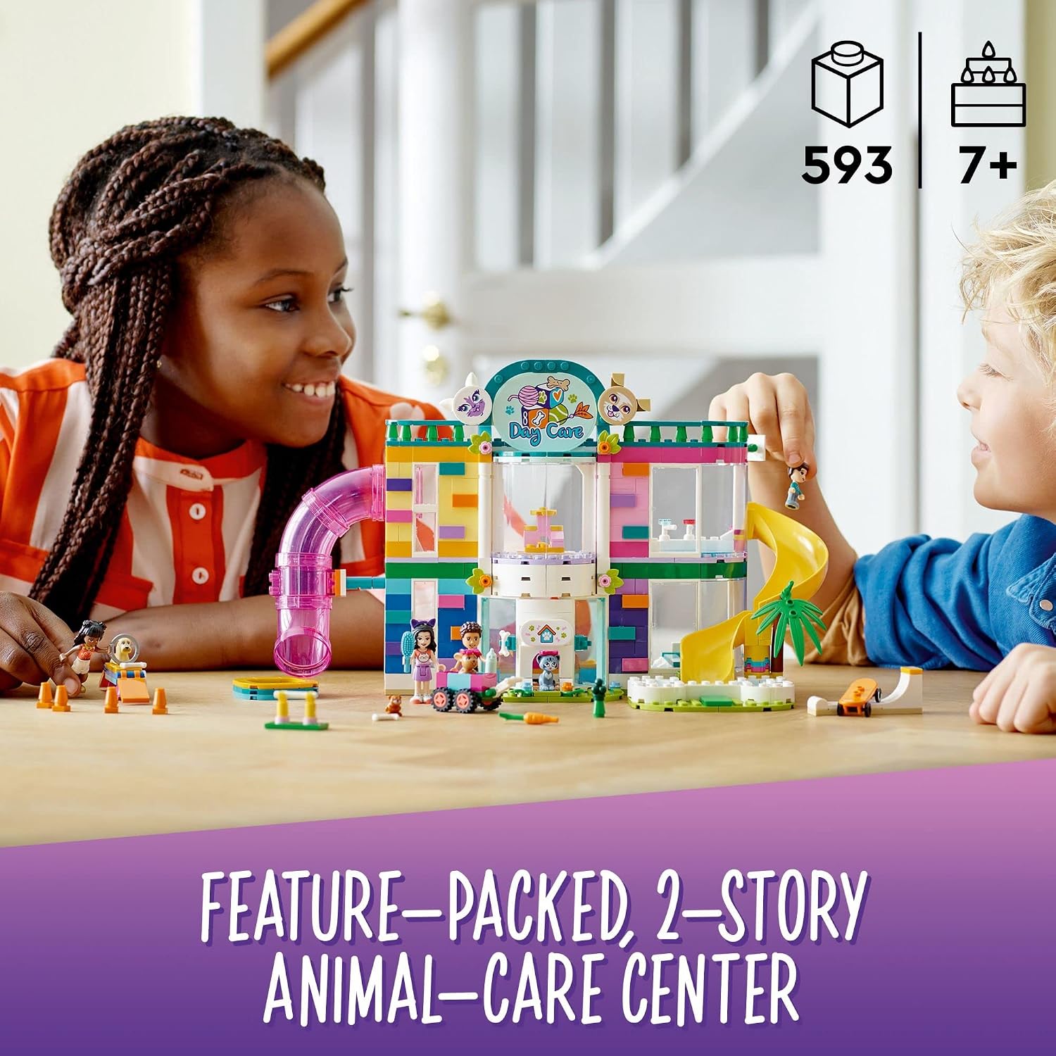 LEGO Friends Pet Day-Care Center 41718 Animal Set, Heartlake City Toy, Birthday Gifts for Kids, Girls and Boys 7 Plus Years Old, with Doggy Figure & 3 Mini Dolls