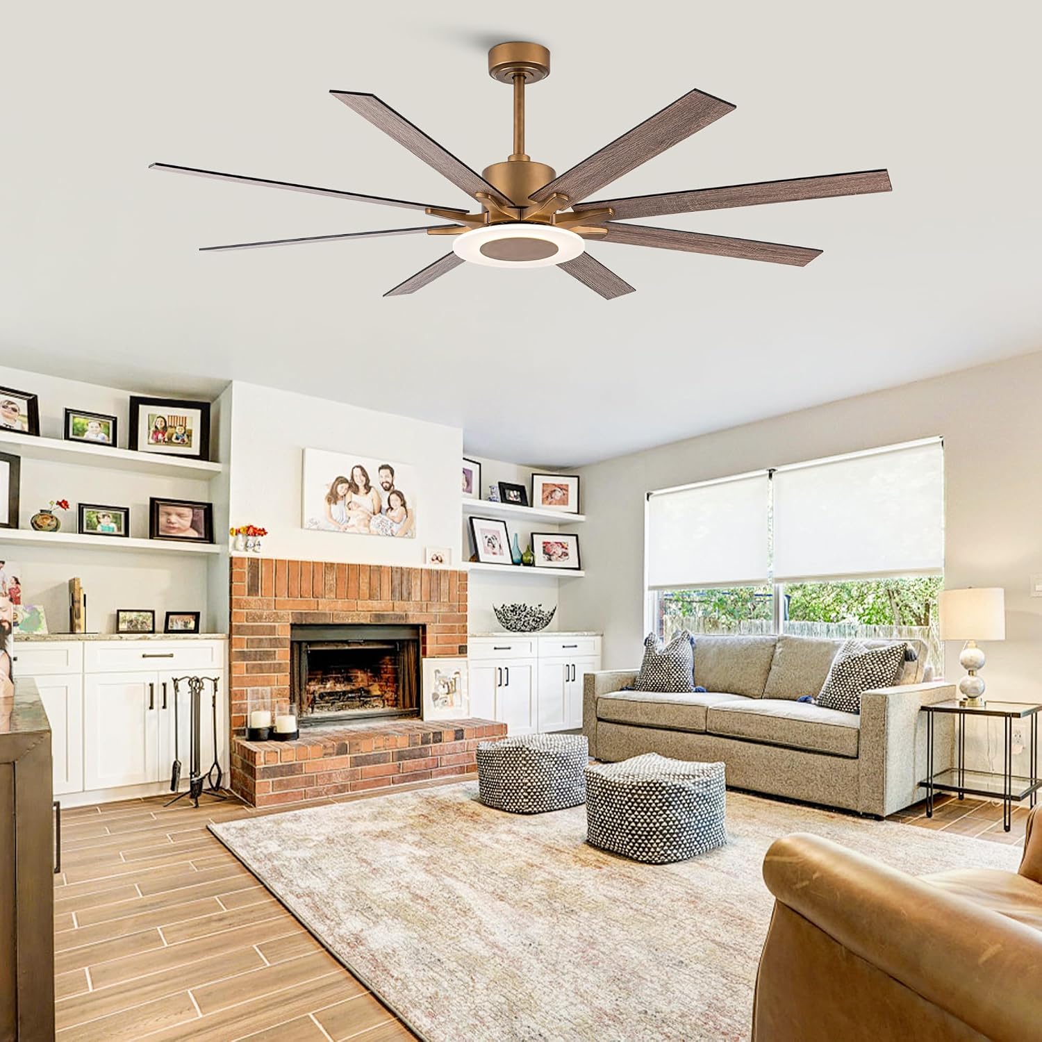 Ceiling Fans with Lights and Remote, 65 Inch Brass Ceiling Fan for Living Room Bedroom, Large Black Outdoor Ceiling Fans for Patios, Dimmable LED, 6 Speeds, Reversible DC Motor, Ventilador de Techo