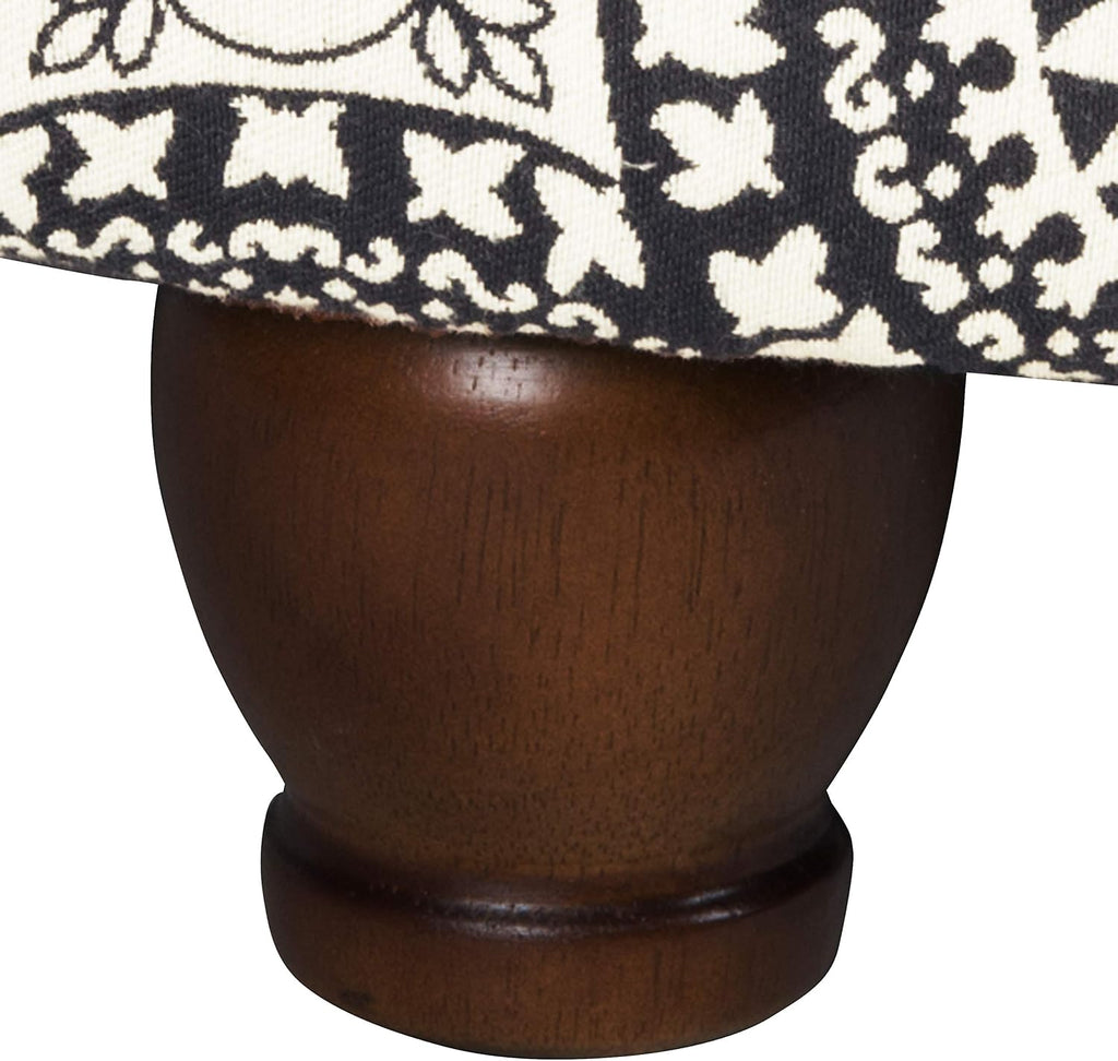 Homepop Home Decor | Upholstered Round Storage Ottoman | Ottoman with Storage for Living Room & Bedroom, Black and White Medallion Large