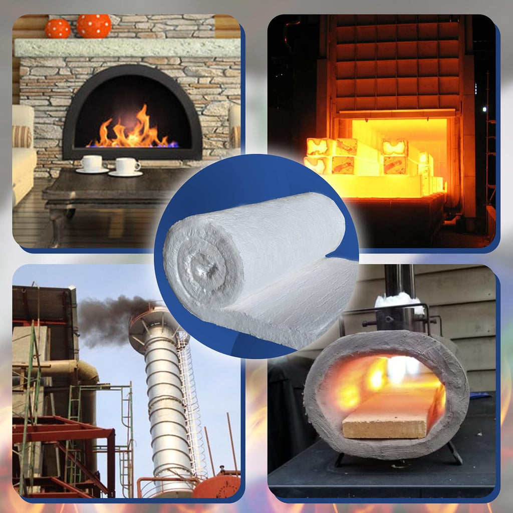 SIMOND Store Ceramic Fiber Blanket - 2' x 24' x 75', Density 8 LB 2400F Rated High Temp Insulation Baffle for Stove Forge Furnace Fireplace Kiln Pizza Oven Chimney Dishwasher Insulation Blanket