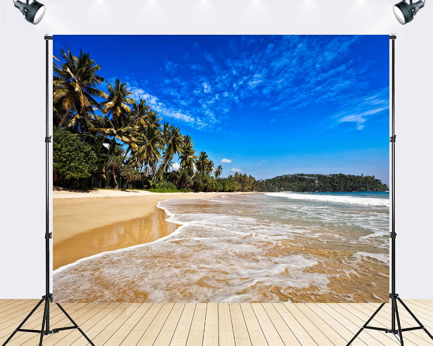 Trykid 20x10ft Tropical Beach Palm Backdrop Sunny Clear Pristine Photography Background Summer Vacation Tapestry Party Decoration Photo Studio Prop Fabric