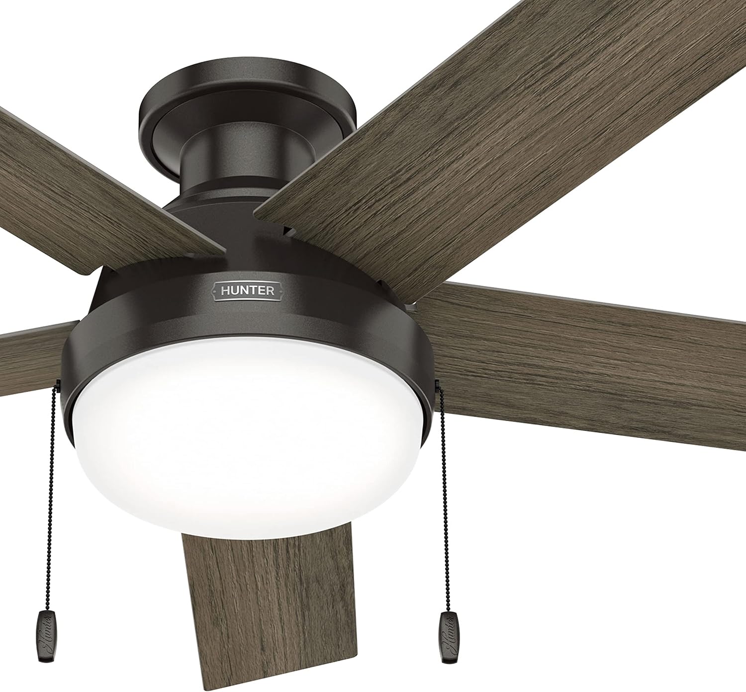 Hunter Fan 52 inch Low Profile Noble Bronze Indoor Ceiling Fan with LED Light Kit and Pull Chain (Renewed)