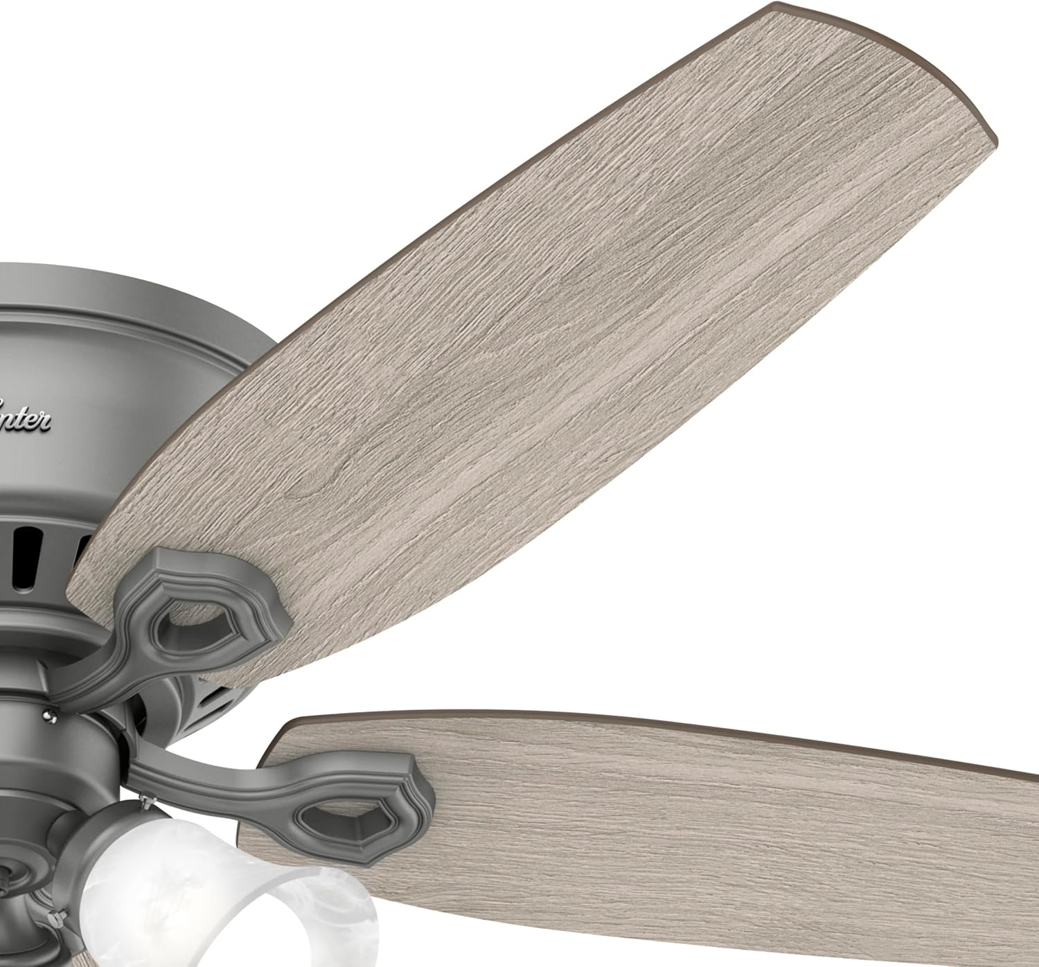 Hunter 52 inch Indoor Ceiling Fan with LED Lights - Ceiling Fan with Pull Chain, For Bedroom, Living Room, or Kitchen, Low Profile Flush Mount, No Remote, 5 Blades - Builder 51113, Matte Silver