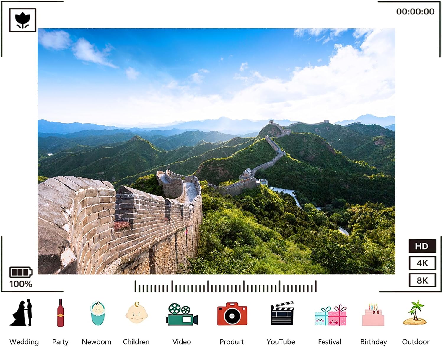 Trykid 20x10ft Ancient Fortification Backdrop Stone Walls Green Mountains Clear Sky Historical Photography Background Cultural Heritage Tapestry Party Decoration Photo Studio Prop Fabric