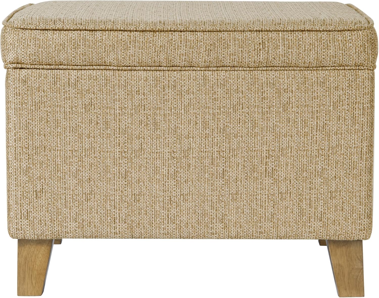 Homepop Home Decor | Medium Square Storage Ottoman with Hinged Lid | Ottoman with Storage for Living Room & Bedroom, Tan