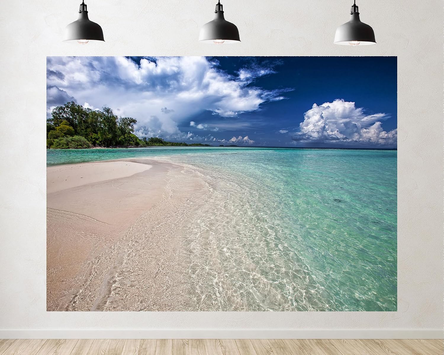 Trykid 20x10ft Clear Turquoise Shoreline Backdrop Pristine Tropical Island Water Photography Background Vacation Theme Tapestry Party Decoration Photo Studio Prop Fabric