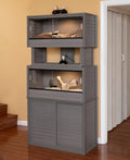 New Age Pet ECOFLEX Two Medium Reptile Enclosures with Matching Stacker and Cabinet Stand Set in Grey