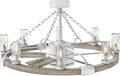 Hinkley Sawyer 36' LED Indoor/Outdoor Smart Fandelier, Rustic Western style, Multiple Down Rods, 16' blade sweep, Matte White and Weathered Wood
