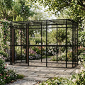 120' Heavy Duty Outdoor Walk-in Bird Cage – Carbon Crystal Board & Metal Aviary for Macaw, Budgie, Conure, Lovebird & More,Spacious Flight Cage (Black)