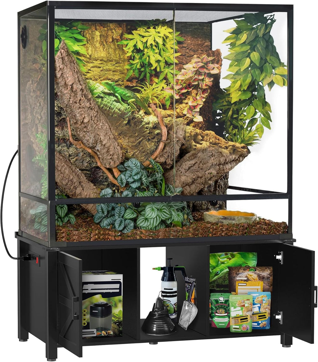 GDLF 48'x24' Reptile Tank Stand for 120–230 Gallon Terrariums – Fits Tall Enclosures or Stacked 4x2x2 PVC Tanks – Furniture-Style Cabinet with Storage – Holds Up to 500 lbs