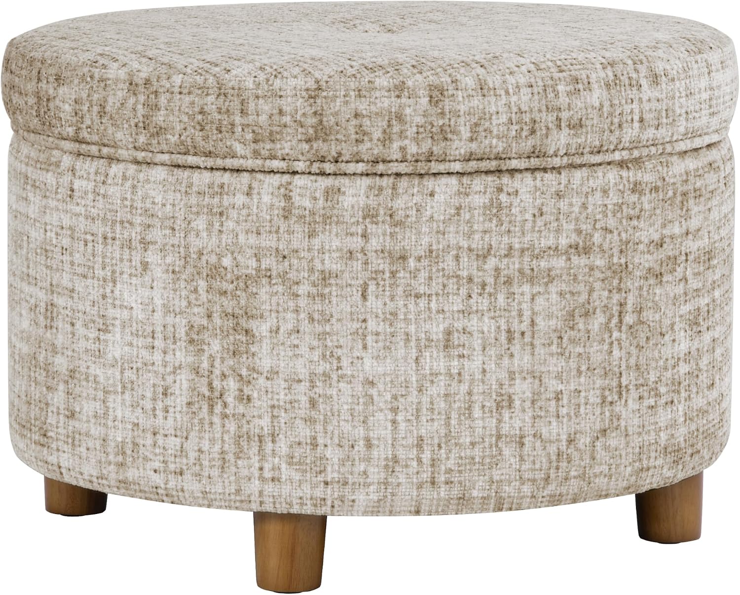 HomePop 24' Large Round Storage Ottoman - Cream Textural Woven