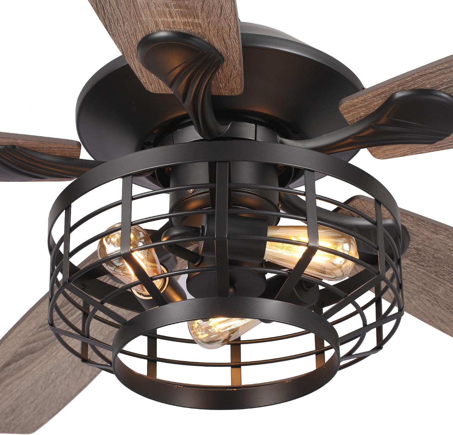 Parrot Uncle Ceiling Fans with Lights and Remote 52 Inch Black Ceiling Fan with Light Farmhouse Outdoor Ceiling Fans for Patios Covered