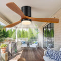 60 Inch Ceiling Fans with Lights Remote, 60' Flush Mount Outdoor Ceiling Fan Exterior, 3 Wood Blades, 6 Speeds, Timer, Quiet DC Motor Modern Low Profile Fan for Patio, 60in,Brown and Black