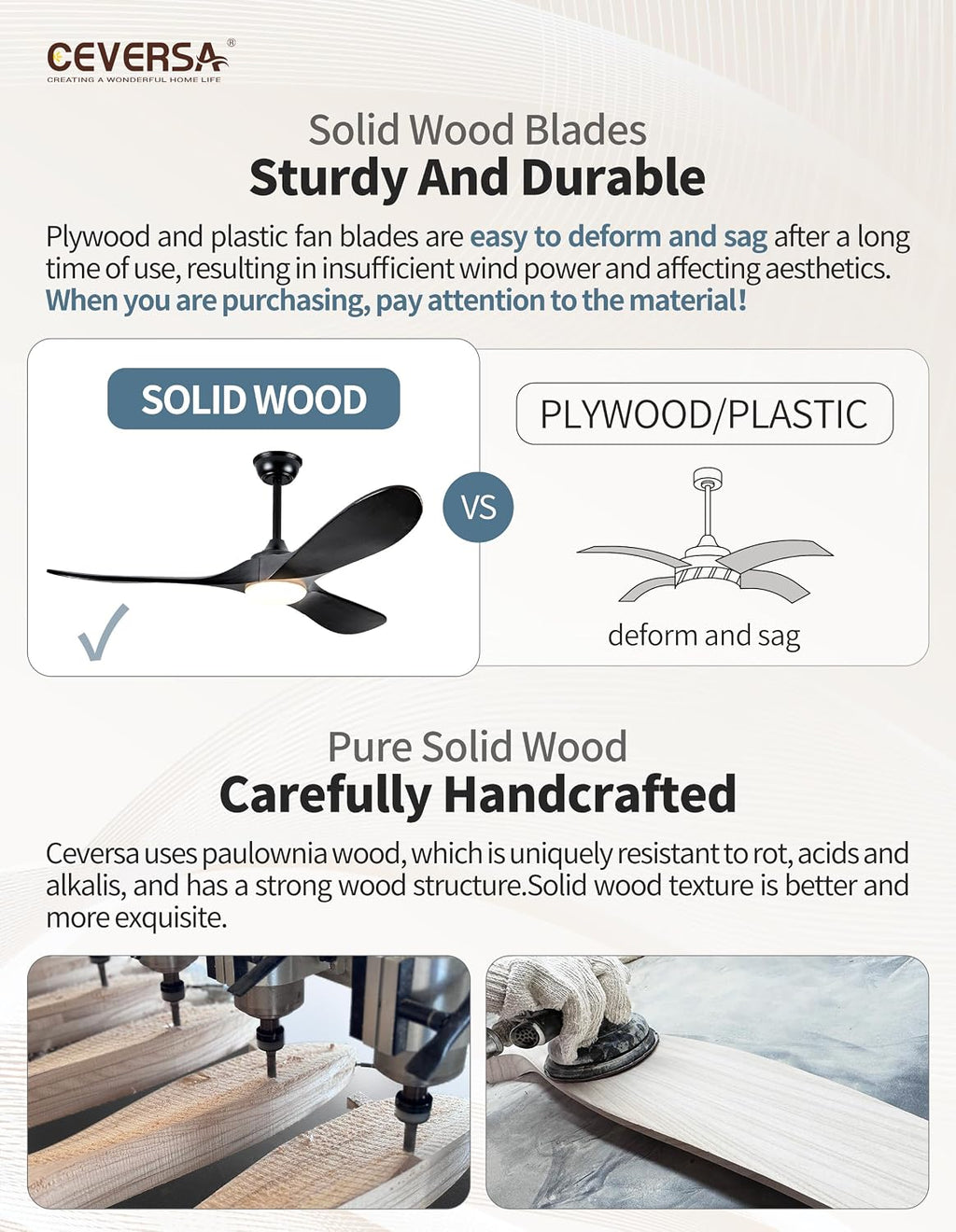 60 Inch Outdoor Ceiling Fans with Lights and Remote, 3 Blades Wood Black Propeller Rustic Ceiling Fans, Quiet Noiseless DC Motor for Farmhouse,Living Room,Bedroom,Indoor
