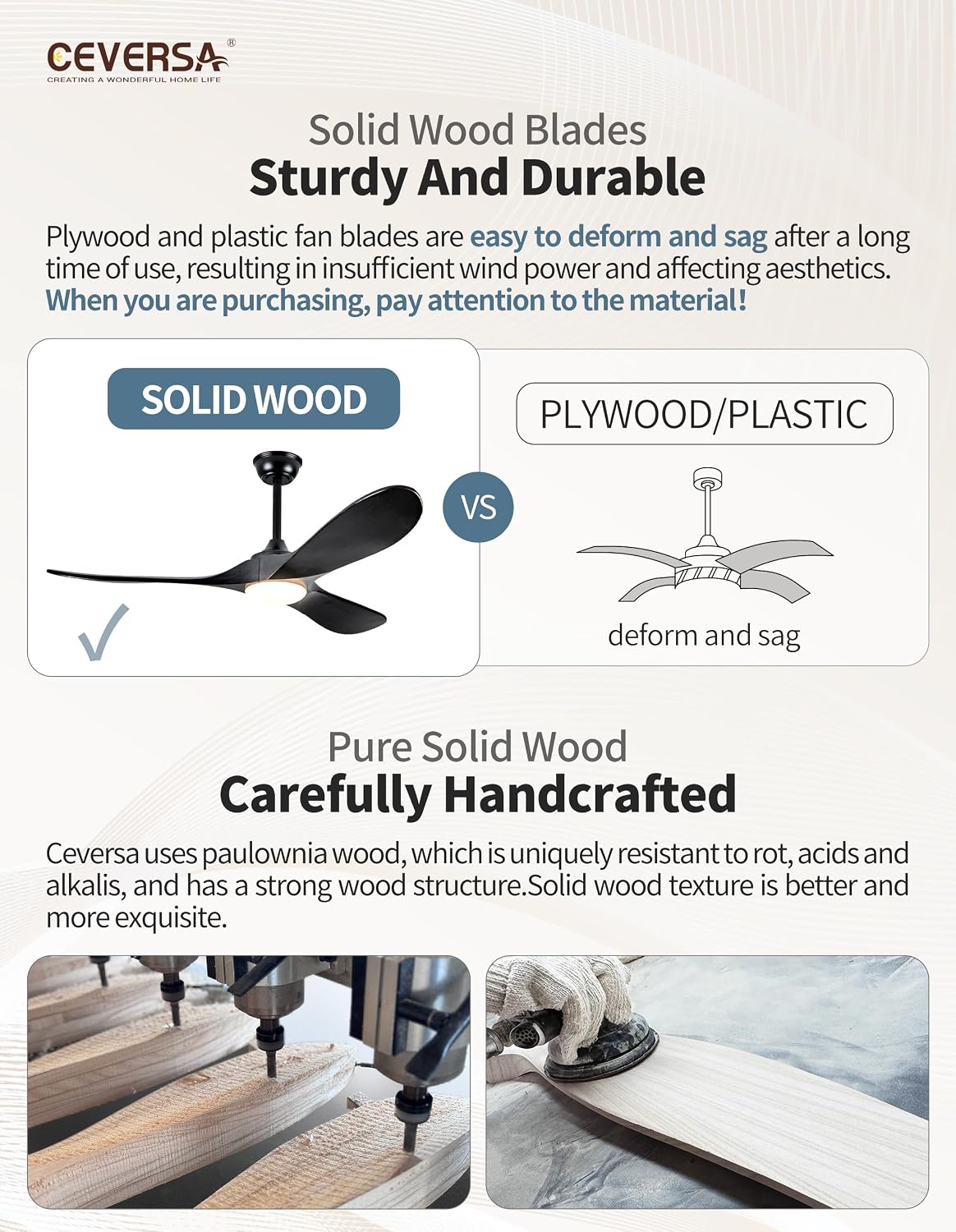 60 Inch Outdoor Ceiling Fans with Lights and Remote, 3 Blades Wood Black Propeller Rustic Ceiling Fans, Quiet Noiseless DC Motor for Farmhouse,Living Room,Bedroom,Indoor