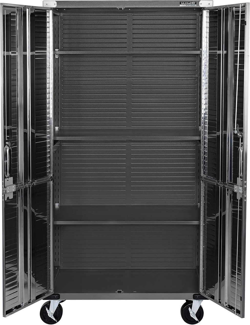 Seville Classics UltraHD Solid Steel Rolling Lockable Metal Storage Cabinet Locker Organizer, w/Adjustable Shelves for Garage, Warehouse, Office, Classroom, Graphite, 36' W x 18' D x 72' H