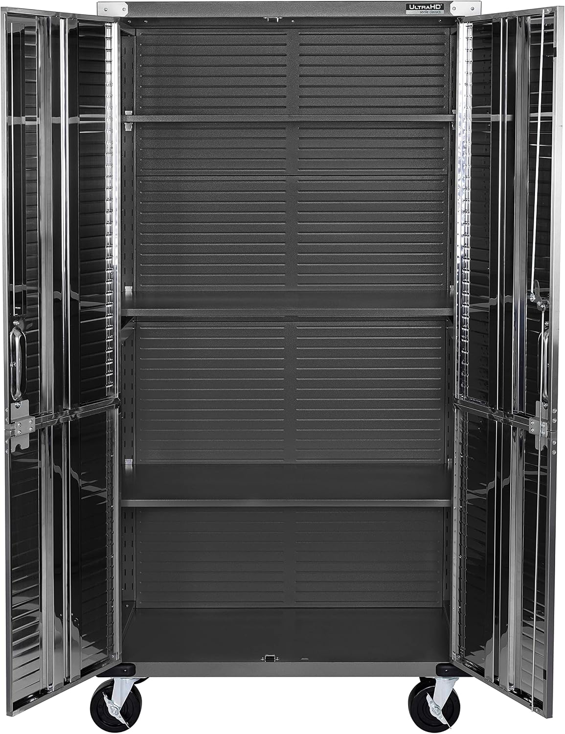 Seville Classics UltraHD Solid Steel Rolling Lockable Metal Storage Cabinet Locker Organizer, w/Adjustable Shelves for Garage, Warehouse, Office, Classroom, Graphite, 36' W x 18' D x 72' H