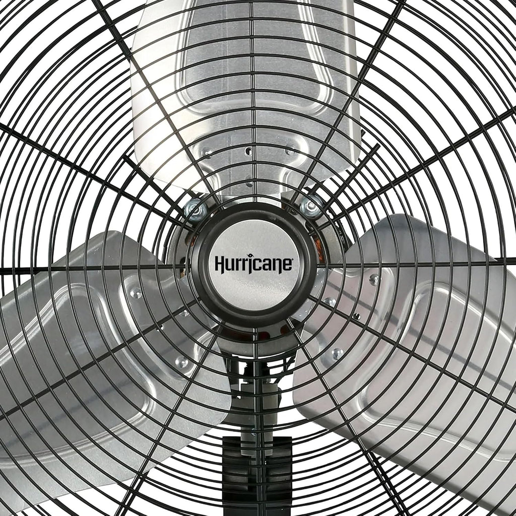 Hurricane Pro Commercial Grade Oscillating Metal Wall Mount Fan w/ 3 Speeds, Black, 20' - Corded Electric Air Cooling Unit w/ Powerful 4600 CFM Airflow for Home, Garage, Gym, Workshop & Greenhouse