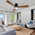 52 Inch Ceiling Fans with Lights Remote, Amber solid wood Low Profile Flush Mount Ceiling Fan with Light, Timing Silent Reversible DC Motor LED Fan Lighting Indoor Outdoor Fans for Farmhouse Bedroom
