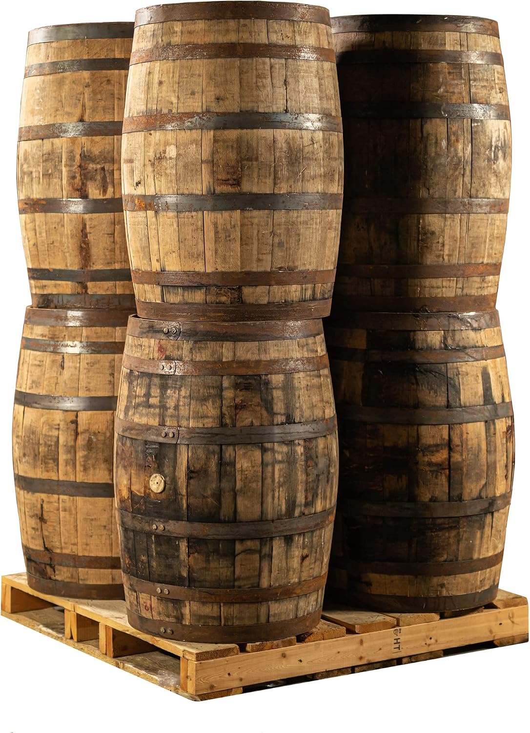 Midwest Barrel Company Authentic Bourbon/Whiskey Barrel (53 Gallon) Used Genuine American White Oak Wood Barrel for Decoration, Furniture & DIY Projects - 8 Barrels