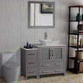 Vanity Art 42 Inch Vessel Single Sink Bathroom Vanity Cabinet with 1 Mirror, Engineered Marble Top Bathroom Cabinet Compact Set with 5 Dovetail Drawers and Soft Closing Doors, VA3130-42-G