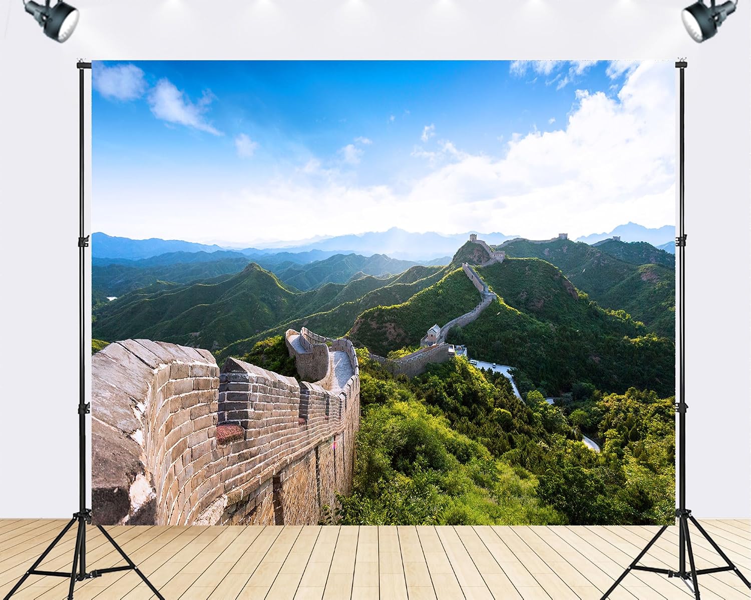 Trykid 20x10ft Ancient Fortification Backdrop Stone Walls Green Mountains Clear Sky Historical Photography Background Cultural Heritage Tapestry Party Decoration Photo Studio Prop Fabric