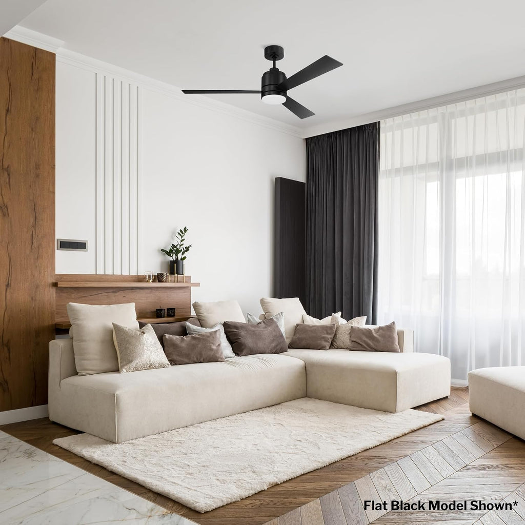 Craftmade McCoy 52' Indoor Ceiling Fan | 3-Blade Brushed Nickel | Integrated 18W Dimmable 3000K LED Light | Hardwired Wall Control, 4-Speed Reversible Motor | Rated for Indoors Only