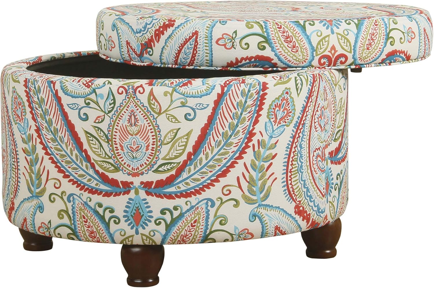 HomePop 24' Large Round Storage Ottoman - Bold Paisley