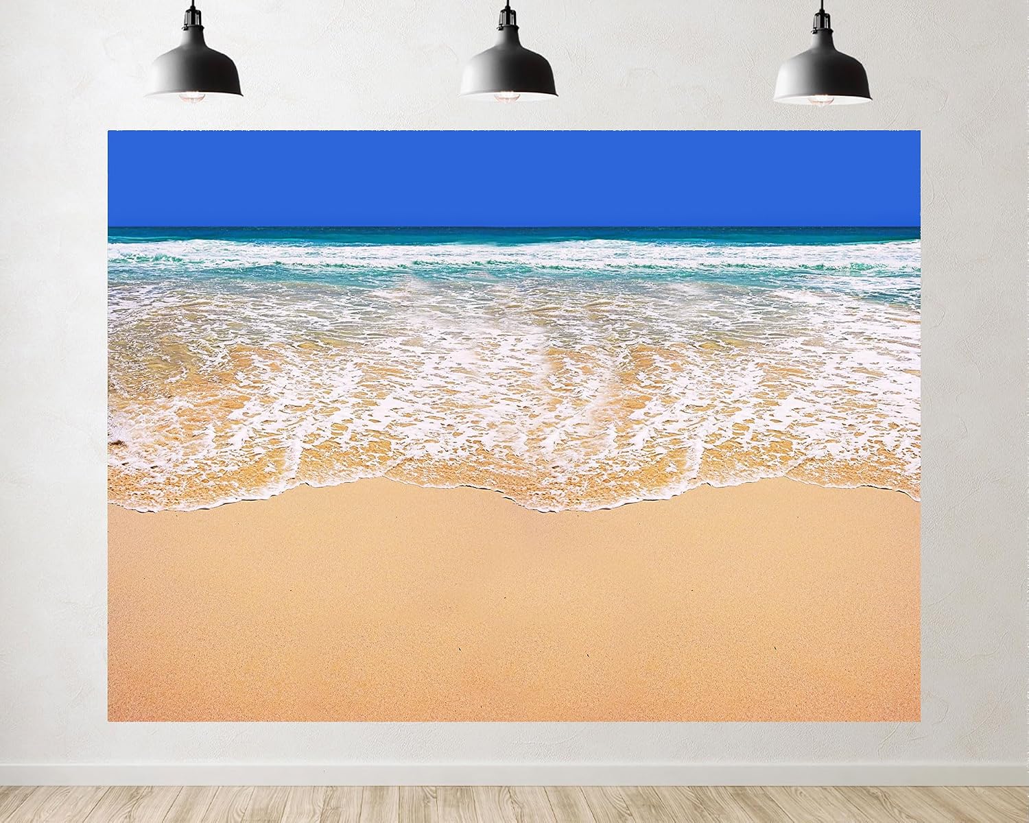 Trykid 20x10ft Clear Blue Ocean Shore Backdrop Tropical Coastal Waves Photography Background Summer Vacation Tapestry Party Decoration Photo Studio Prop Fabric
