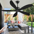 Yahada 52 Inch Ceiling Fan No Light with Remote, USA Original Patent Outdoor Ceiling Fans without Lights, 5 Wood Blades, 3 Downrods, Timer, 6 Speeds ETL DC Motor Ceiling Fans for Patios Bedroom, Black