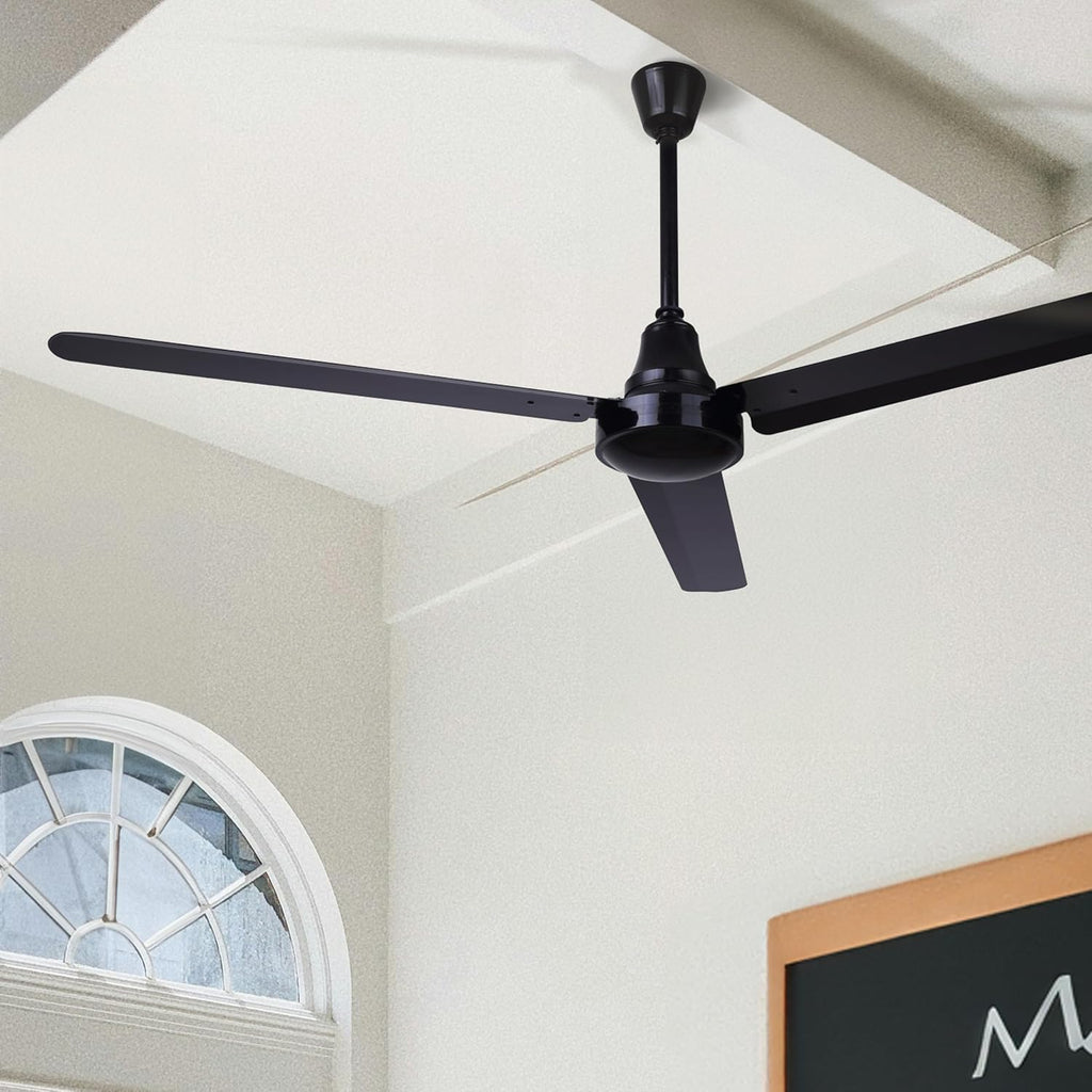 60' Black Weatherproof Industrial Ceiling Fan – High-Performance DC Motor – Wall Control – Ideal for Outdoor Patios, Warehouses & Gyms