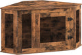 MAHANCRIS Corner Dog Crate Furniture, Wooden Dog Kennel End Table, Decorative Pet Crate Indoor Use, Furniture Style Dog House for Small Medium Dog, Dog Cage TV Stand, Rustic Brown DCRB0801