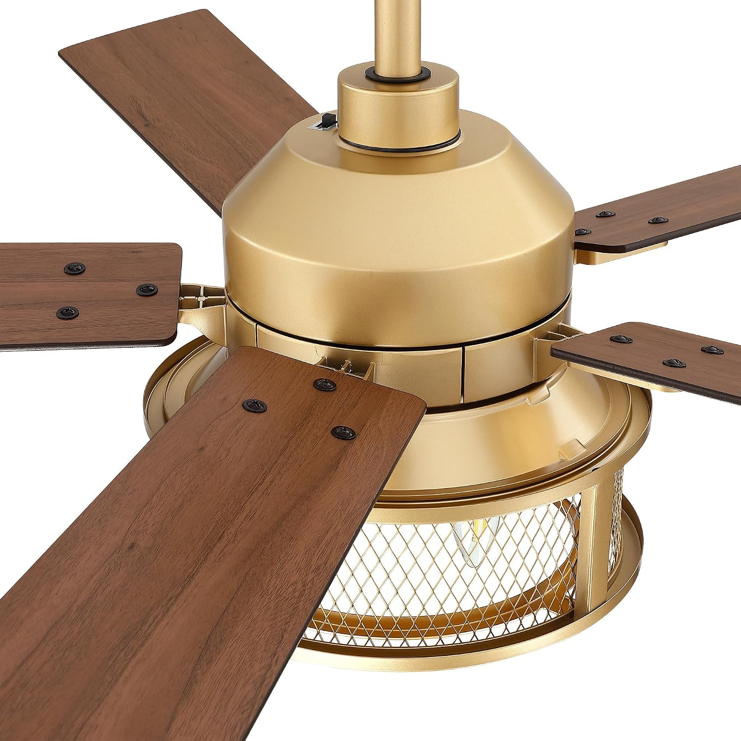 Parrot Uncle Gold Ceiling Fans with Lights and Remote, 52 Inch Farmhouse Ceiling Fan with Light for Bedroom, Modern Outdoor Ceiling Fans for Patios, Reversible Airflow, 3 Speeds, Timer