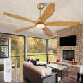 Dimmable 60 Inch Large Outdoor Ceiling Fan with Light and Remote, Wood Big Ceiling Fans with Lights and Remote Gold 5 Blade Outdoor Ceiling Fans for Patios Bedroom Living Room, 6 Speed DC Motor