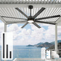 72 Inch Waterproof Outdoor Ceiling Fan with Light, Smart Ceiling Fan with Alexa/APP Control, 8 Modern Black Aluminum Blades, Large Airflow Reversible Quiet DC Motor, Wet-Rated for Patios Gazebo Garage