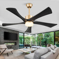 52' Black and Gold Ceiling Fan with Lights and Remote, Indoor/Outdoor Ceiling Fan for Patios, USA Original Patent, ETL Listed, 3 Downrod, 5 Blades, 6 Speeds Reversible DC Motor Fan, 52', Gold Black