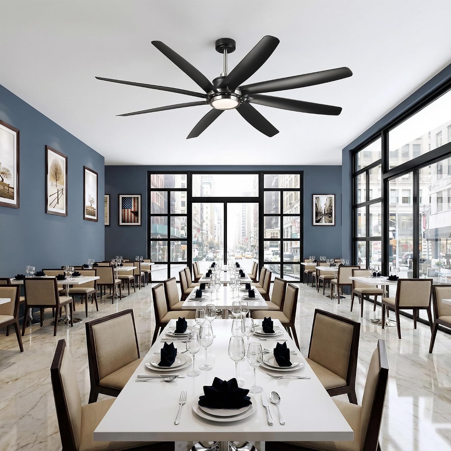 72 Inch Ceiling Fans with Lights and Remote Control, Black Industrial Chandelier Ceiling Fan, Dimmable LED & 3CCT, 6 Speeds Reversible DC Motor, Timer, Lighting Ceiling Fans for Bedroom Living Room