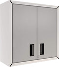 Floating Garage Storage Cabinet - Heavy-Duty Wall Mount Steel Cabinet, Lockable 2-Door Design, Removable Shelf, 44 lbs Capacity, Ready-to-Assemble Metal Garage Organizer (White and Grey)