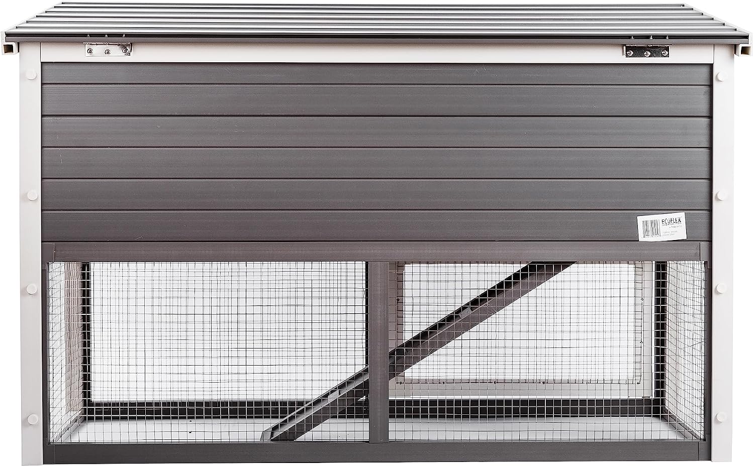 New Age Pet ECOFLEX Columbia Rabbit Hutch - Grey, Dual-Level with Denning Space, Easy Assembly, Moisture & Odor Resistant