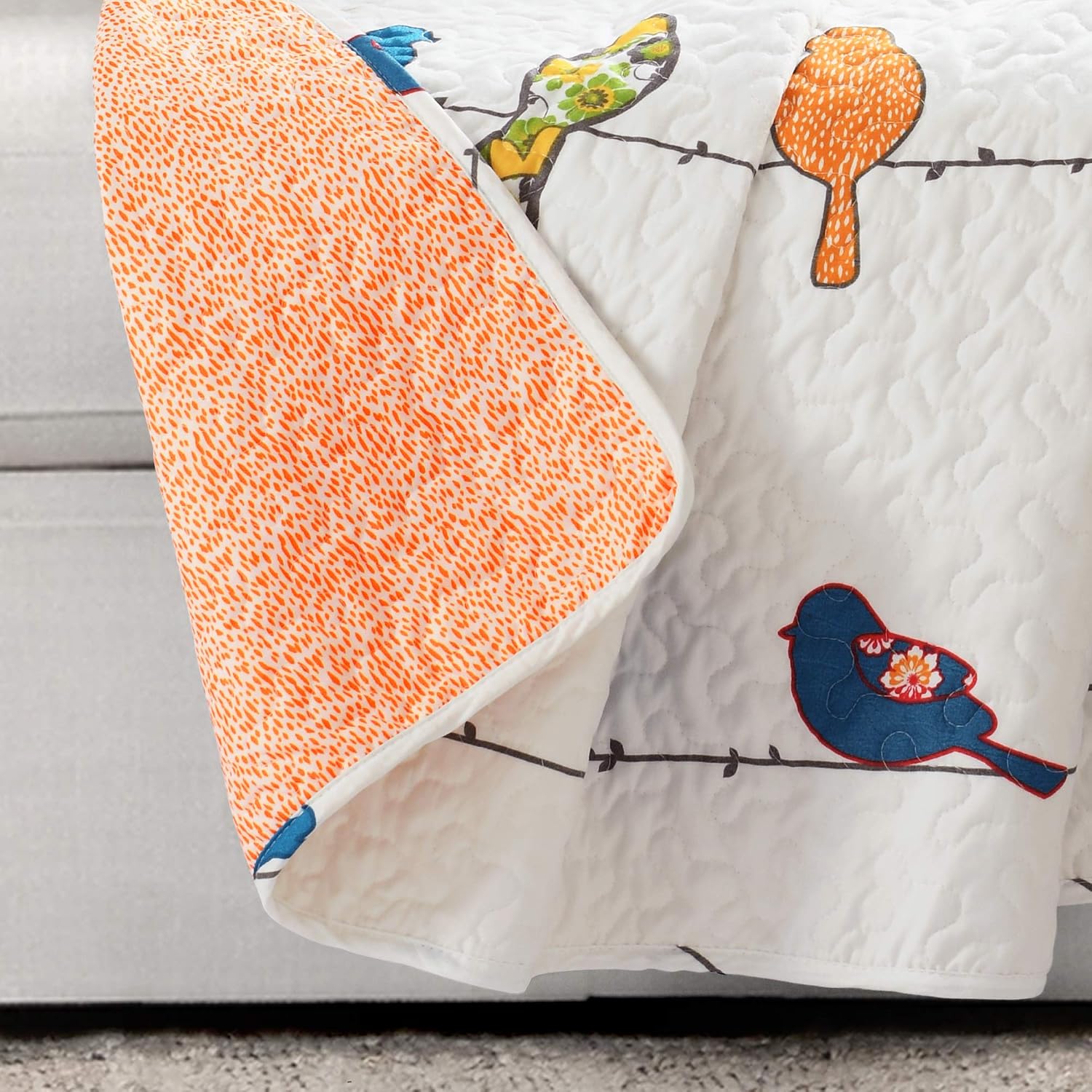 Lush Decor Rowley Birds Reversible Throw Blanket, 50' W x 60' L, Multi - Throw Blankets for Bed - Couch Blanket - Farmhouse_Throw_Blanket for Couch (Pack of 8)