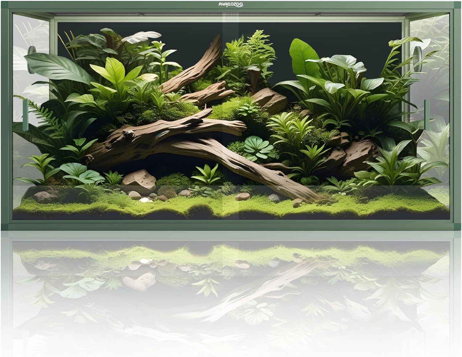 Phailozoo 120 Gallon Bearded Dragon Tank, Stackable Reptile Enclosure with Front Sliding Tempered Glass Doors, Easy Assembly Aluminum Frame Reptile Tank for Snake & Lizard