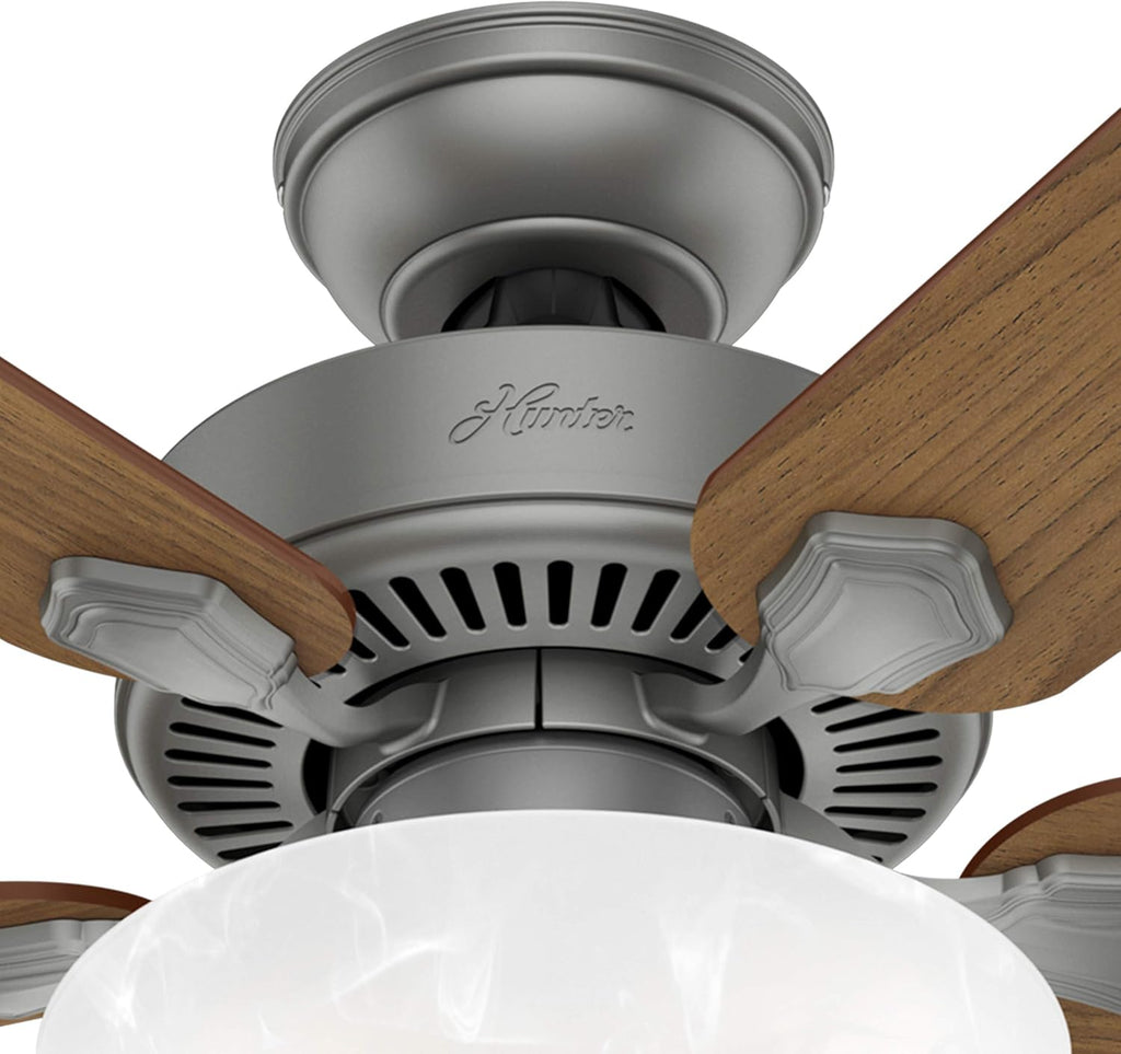 Hunter Fan 52 inch Traditional Matte Silver Indoor Ceiling Fan with Light Kit Y (Renewed)