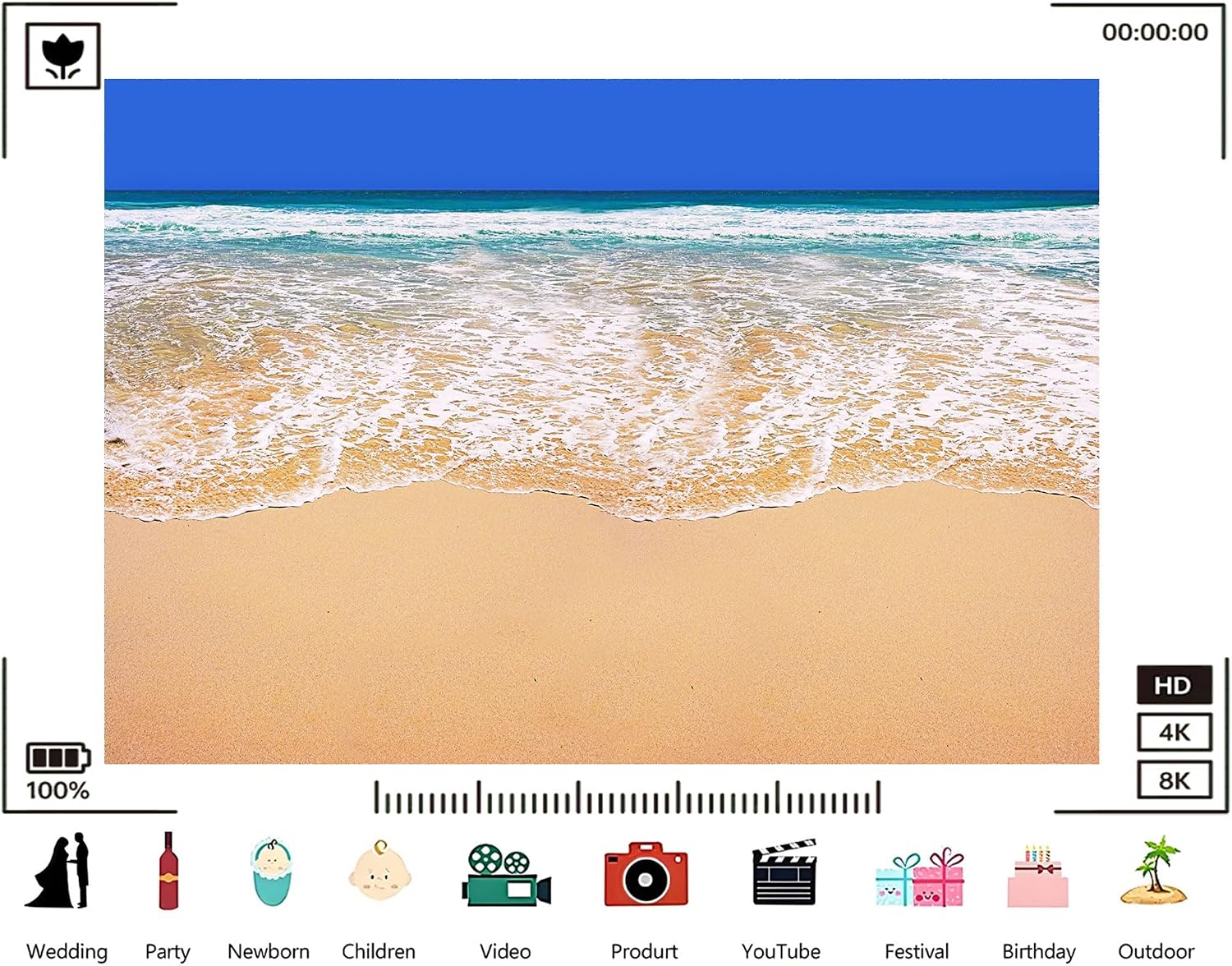 Trykid 20x10ft Clear Blue Ocean Shore Backdrop Tropical Coastal Waves Photography Background Summer Vacation Tapestry Party Decoration Photo Studio Prop Fabric