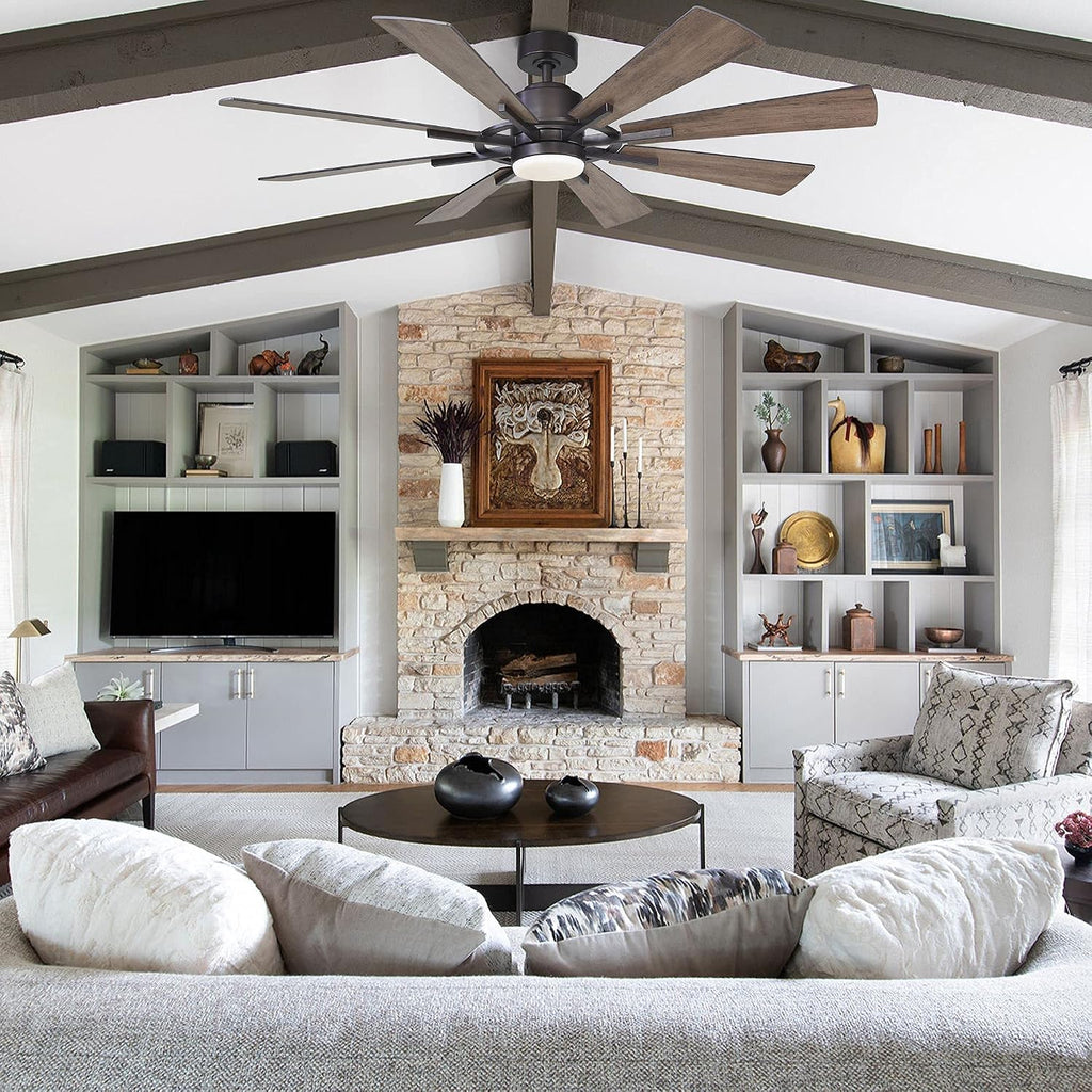 Ceiling Fans with Lights and Remote, 60 Inch Farmhouse Chandelier Ceiling Fan for Bedroom Rustic Lighting Ceiling Fans Outdoor Indoor, DC Motor Reversible 8 Blades, Noiseless, ETL, Oil Rubbed Bronze
