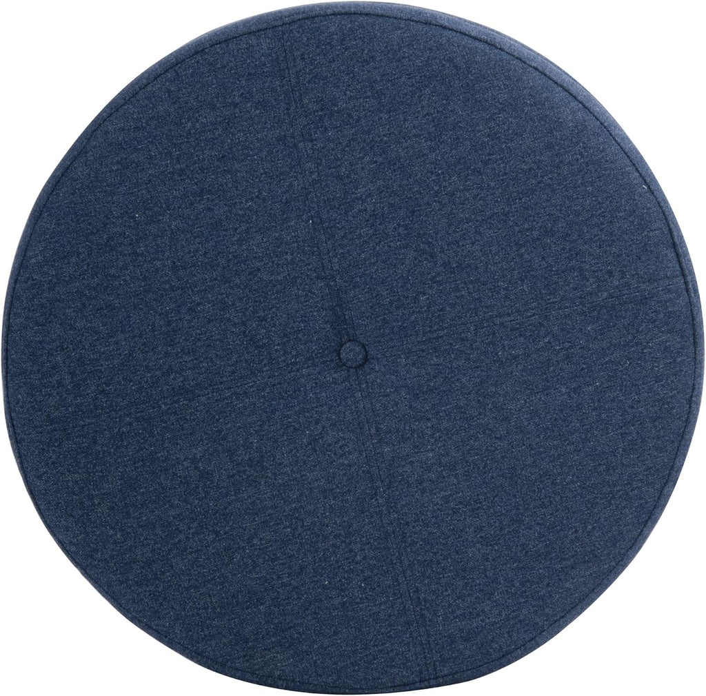 HomePop 24' Large Round Storage Ottoman - Blue Woven Fabric