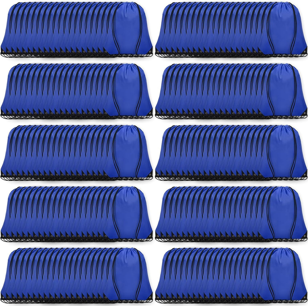 Grneric 200Pcs Drawstring Backpack Bulk Cinch Sackpack Drawstring Bags Nylon for Gym Party Trip(Navy Blue)