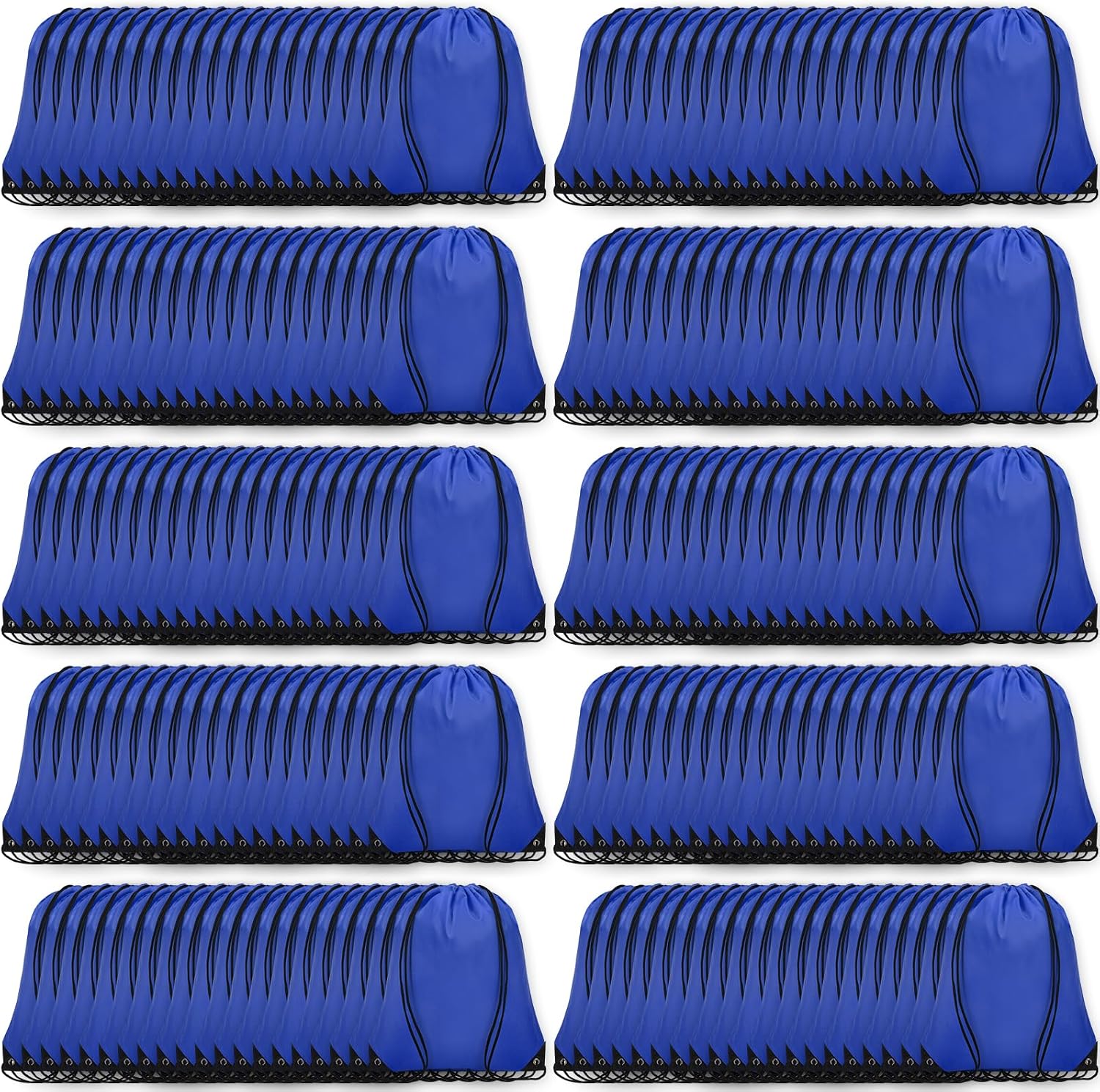 Grneric 200Pcs Drawstring Backpack Bulk Cinch Sackpack Drawstring Bags Nylon for Gym Party Trip(Navy Blue)