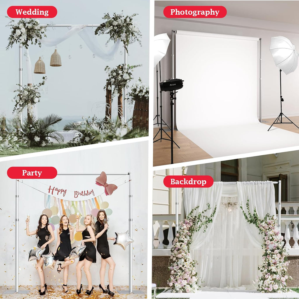 EMART 10x10ft Heavy Duty Backdrop Stand Kit, Adjustable Pipe and Drape Photo Booth Frame for Wedding, Party, Christmas, Birthday Decorations