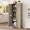 IDEALHOUSE Pantry Cabinet,70' Tall Kitchen Pantry Cabinet with 4 Doors and 3 Adjustable Shelves, Freestanding Cupboard, Modern Storage Cabinet for Bathroom, Dining Room, Living Room, Gray